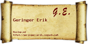 Geringer Erik névjegykártya